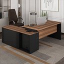 Ver imagem 5 de Conjunto 2 Peças com Mesa Escritório em L 150x150 cm e Armário Multiuso Baixo Marrom Preto