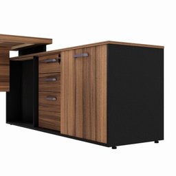 Kit 2 Peças com Mesa Escritório em L 150x150 Cm e Armário Multiuso Baixo - 18