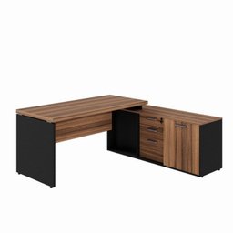Kit 2 Peças com Mesa Escritório em L 150x150 Cm e Armário Multiuso Baixo - 8