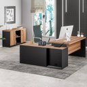 Ver imagem 1 de Conjunto 2 Peças com Mesa Escritório em L 150x150 cm e Armário Multiuso Baixo Marrom Preto
