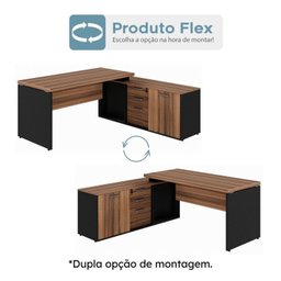 Kit 2 Peças com Mesa Escritório em L 150x150 Cm e Armário Multiuso Baixo - 10