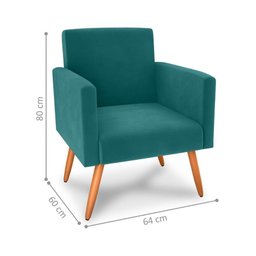Poltrona Decorativa para Sala Pará Veludo Verde Menta - 3