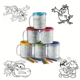 Caneca Infantil Laranja Porta Fotos e Desenhos Para Colorir - 3