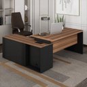 Ver imagem 5 de Conjunto 2 Peças com Mesa Escritório em L 150x150cm com Armário Gaveteiro Arquivo Marrom Preto