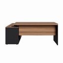 Ver imagem 7 de Conjunto 2 Peças com Mesa Escritório em L 150x150cm com Armário Gaveteiro Arquivo Marrom Preto