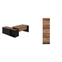 Ver imagem 2 de Conjunto 2 Peças com Mesa Escritório em L 150x150cm com Armário Gaveteiro Arquivo Marrom Preto