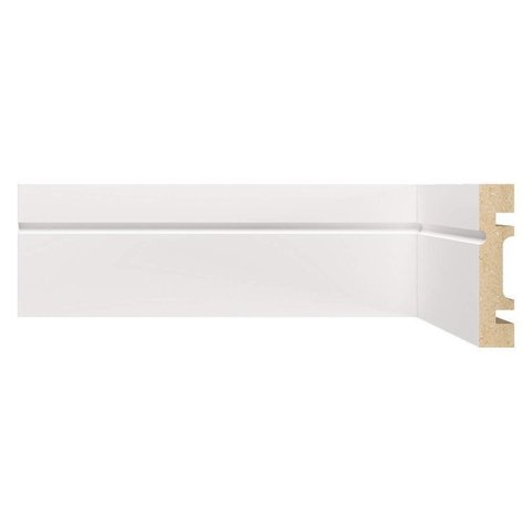 Kit com 5 Barras Rodapé de MDF 8CMX15MMX2,40m Guarnição com Friso 803 12m Branco Moldufama