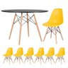 KIT - Mesa redonda Eames 120 cm preto + 6 cadeiras Eiffel DSW Amarelo - 1