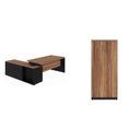 Ver imagem 2 de Conjunto 2 Peças com Mesa Escritório em L 150x150cm e Armário Multiuso Alto Marrom Preto