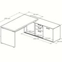 Ver imagem 3 de Conjunto 2 Peças com Mesa Escritório em L150X150CM e Armário Multiuso Baixo com Chave Marrom Preto
