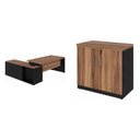 Ver imagem 2 de Conjunto 2 Peças com Mesa Escritório em L150X150CM e Armário Multiuso Baixo com Chave Marrom Preto