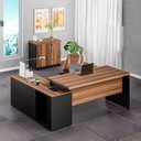 Ver imagem 6 de Conjunto 2 Peças com Mesa Escritório em L150X150CM e Armário Multiuso Baixo com Chave Marrom Preto