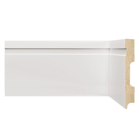Kit com 3 Barras Rodapé de MDF 12CMX15MMX2,40m com Friso 1202 7,2m Branco/Frisado Moldufama