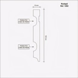 Kit com 5 Barras Rodapé de MDF 12cm X 15mm X 2,40m com Friso Moldufama 1202 12m - 2