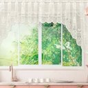Ver imagem 6 de Cortina Bando Renda Cascata Cozinha Bule Lisa Bege 3,00x1,00