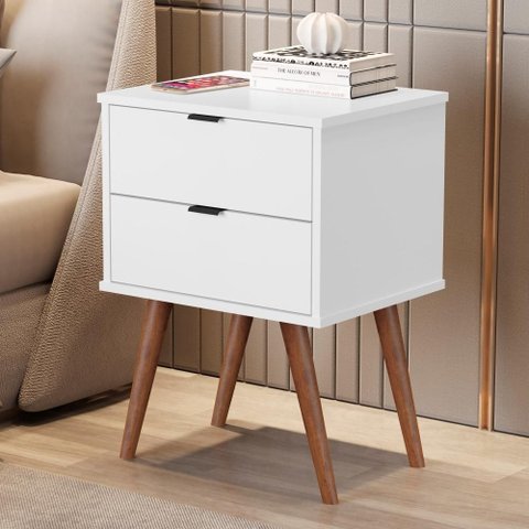 Mesa de Cabeceira Aurélia 2 Gavetas Branco