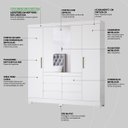 Ver imagem 5 de Guarda Roupa Casal 4 Portas com Espelho e 6 Gavetas Cádis - Branco
