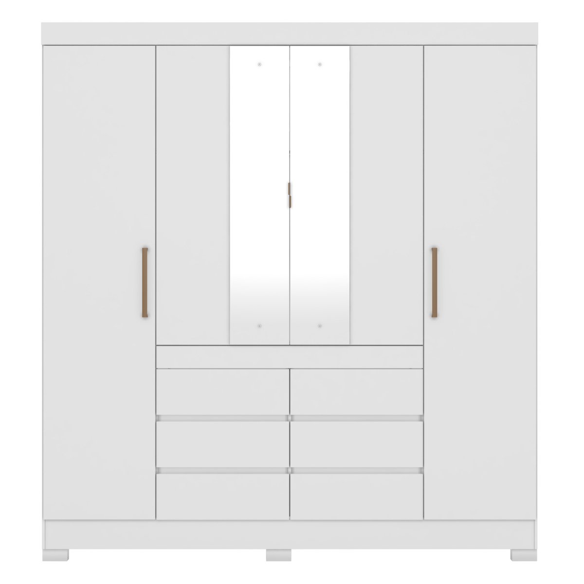 Guarda Roupa Casal 4 Portas com Espelho e 6 Gavetas Cádis - Branco - 9