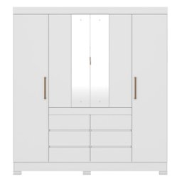 Guarda Roupa Casal 4 Portas com Espelho e 6 Gavetas Cádis - Branco - 9