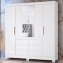 Ver imagem 1 de Guarda Roupa Casal 4 Portas com Espelho e 6 Gavetas Cádis - Branco