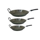 Ver imagem 1 de Kit Frigideiras em Aço Inox Cabo Baquelite Chapa 2mm Fritura Jamar 80331001e80331201e80331401JAM