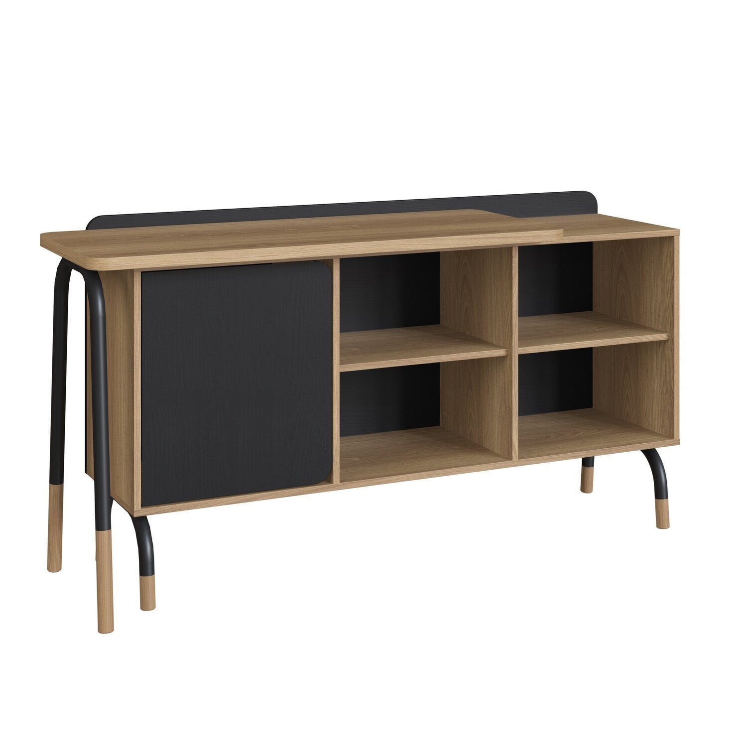 Kit Mesa Escrivaninha Giratória 111cm e Balcão Credenza 1 Gav 1 Porta 136cm Home Office Flexus - 7