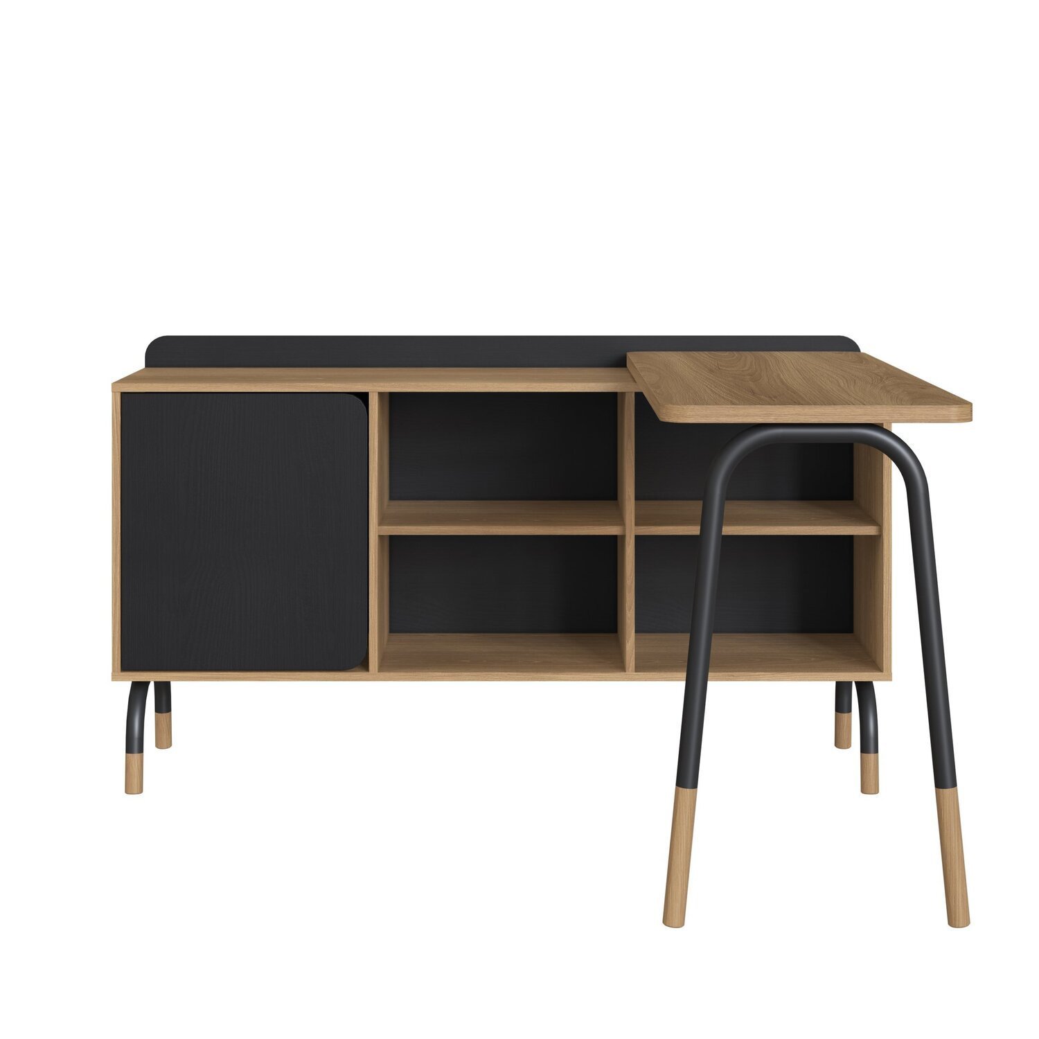 Kit Mesa Escrivaninha Giratória 111cm e Balcão Credenza 1 Gav 1 Porta 136cm Home Office Flexus - 3