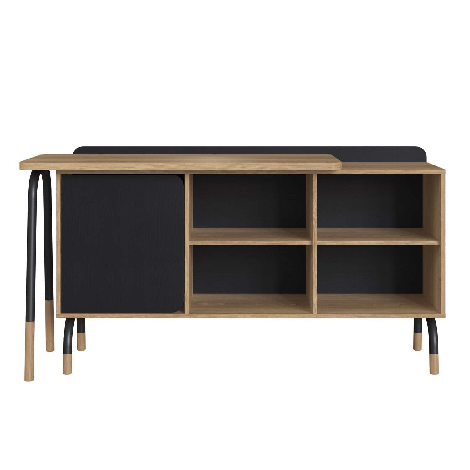 Kit Mesa Escrivaninha Giratória 111cm e Balcão Credenza 1 Gav 1 Porta 136cm Home Office Flexus - 6