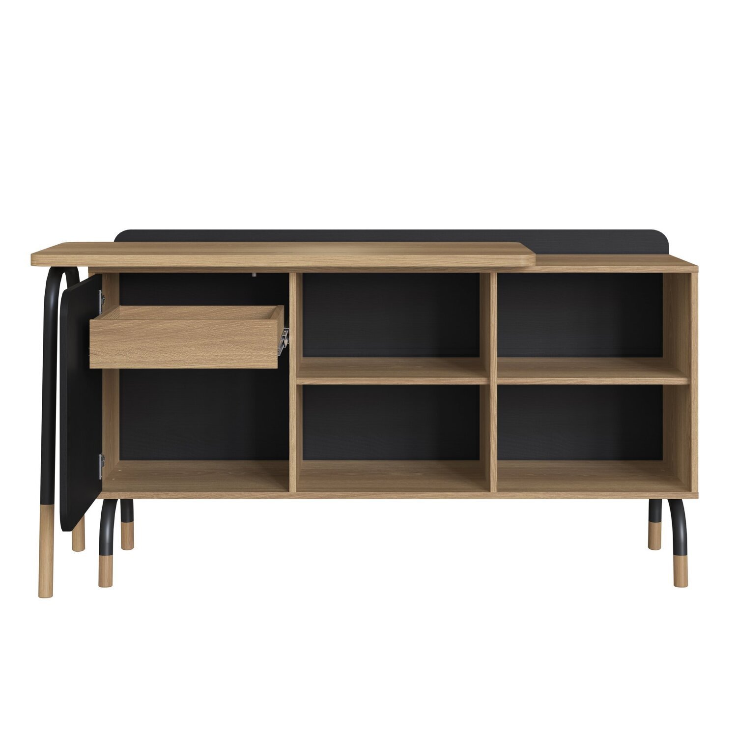 Kit Mesa Escrivaninha Giratória 111cm e Balcão Credenza 1 Gav 1 Porta 136cm Home Office Flexus - 8