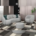 Ver mais imagens de Conjunto Decorativo Sofá 240cm e Poltrona Clarke com Puff Round Linho Cinza - Gran Belo