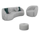 Ver imagem 1 de Conjunto Decorativo Sofá 240cm e Poltrona Clarke com Puff Round Linho Cinza - Gran Belo