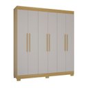 Ver imagem 3 de Guarda-Roupa Casal 6 Portas 2 Gavetas com Pés Barcelona Yescasa Off White/Damasco Offwhite