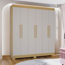 Ver imagem 1 de Guarda-Roupa Casal 6 Portas 2 Gavetas com Pés Barcelona Yescasa Off White/Damasco Offwhite