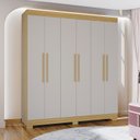 Ver imagem 6 de Guarda-Roupa Casal 6 Portas 2 Gavetas com Pés Barcelona Yescasa Off White/Damasco Offwhite