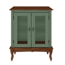 Ver imagem 4 de Cristaleira Madeira 2 Portas 1 Gaveta Pés Luiz Xv - Verde Kalle Laca com Tampo e Base Imbuia Glazer