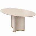 Ver imagem 5 de Mesa de Jantar 6 Lugares Orgânica Elipse Tampo com Vidro 183cm Lavie D05 Off White - Lyam Decor