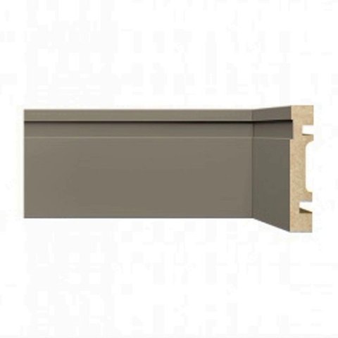 Kit com 10 Barras Rodapé de MDF 7CMX15MMX2,40m com Friso 702 24m Cinza/Frisado Moldufama