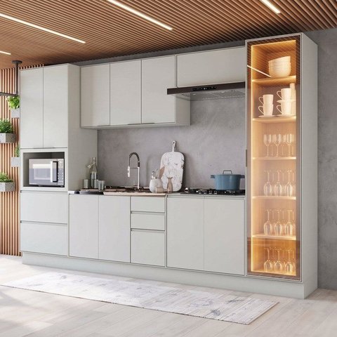Cozinha Compacta 5 Peças 100% MDF Fineze Areia