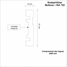 Kit Rodapé de MDF 5 Barras Frisadas de 7cm x 2,40m Rende 12 Metros Moldufama  - 2