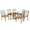 Ver imagem 2 de Conjunto Sala de Jantar Elma Premium Madeira Maciça C/ Tampo Madeirado C/ Vidro 160x90cm e 6
