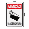 Combo 6 Placas De Sinalização Atenção Luva Uso Obrigatório 20x30 Acesso - S-206 F9e - 2