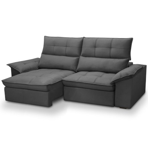 Sofá 3 Lugares Retrátil Reclinável para Sala 230cm Giotto F04 Veludo Grafite - Lyam Decor