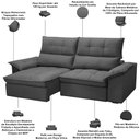 Ver imagem 3 de Sofá 3 Lugares Retrátil Reclinável para Sala 230cm Giotto F04 Veludo Grafite - Lyam Decor