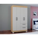 Ver imagem 4 de Guarda Roupa Solteiro Tóquio 4 Portas com Armário Multiuso 2 Portas Pequeno Damasco Off White -