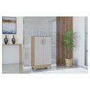 Ver imagem 2 de Guarda Roupa Solteiro Tóquio 4 Portas com Armário Multiuso 2 Portas Pequeno Damasco Off White -