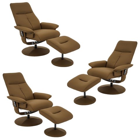 Kit 3 Poltronas do Papai com Massagem Elétrica Giratória Reclinável com Apoio de Pés Nebraska Pu Car