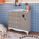 Ver imagem 1 de Cômoda Infantil 4 Gavetas 1 Porta Fraldário Linha Encanto 90cm Branco/Cinnamon - Completa Móveis