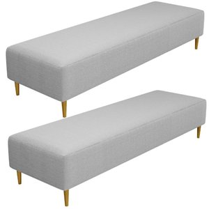 Kit 02 Puffs Decorativo Sala de Estar Bali W01 Pés Palito 170x60cm Bouclê Cinza - Lyam Decor