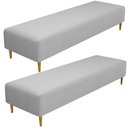 Ver imagem 1 de Kit 02 Puffs Decorativo Sala de Estar Bali W01 Pés Palito 170x60cm Bouclê Cinza - Lyam Decor