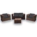 Ver imagem 1 de Conjunto de Sofá Fibra Sintética Quadrado - 1 Sofá 2L + 2 Poltronas + 1 Mesa Centro - Tecido Duna Pr